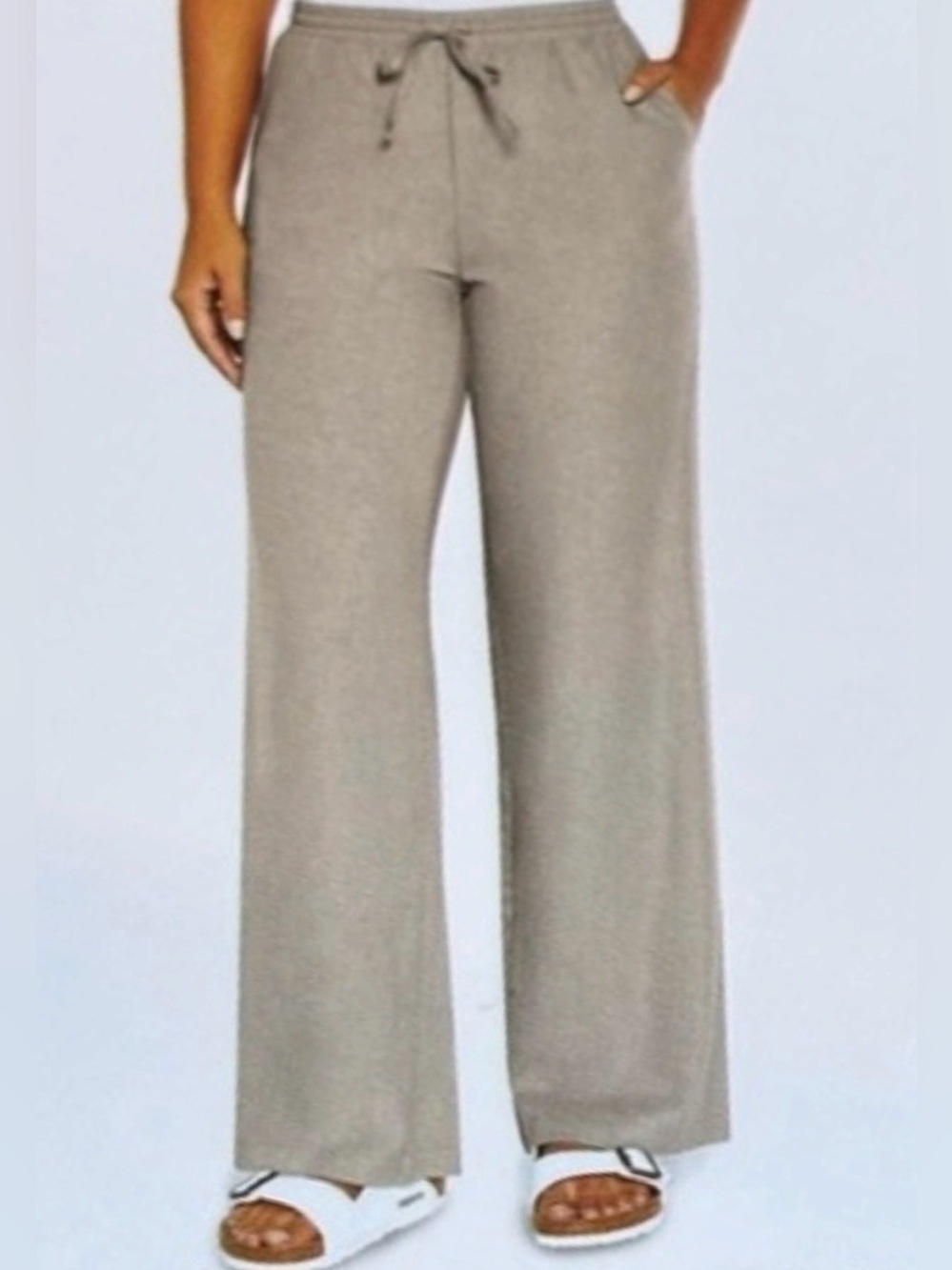 NWT Gap Linen Blend Wide Leg Pull On Pants Beige Tan Medium Coastal Summer